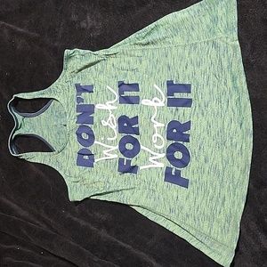 Don't Wish For it Work For it Blue and Green Workout Tank Top